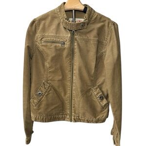 Mossimo Supply Co Corduroy Moto Jacket Size L Tan Brown Zip Front Casual Jacket